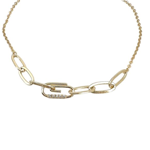 Adina Eden Pave Safety Pin Paperclip Bracelet 14K Gold Plated - Picture 3 of 5